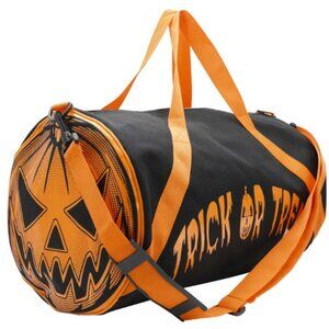 Trick or Treat Pumpkin Jackolantern Barrel Bag For Gym or Travel Optional Strap